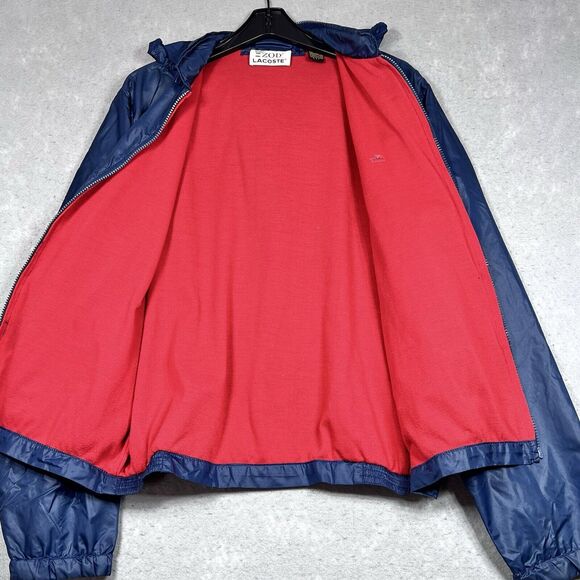 Vintage Izod Lacoste Windbreaker Mens Size Large Blue Full Zip Jacket Hooded - Picture 9 of 13